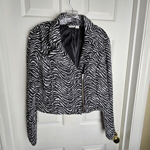 CATO Women Zebra Black and Gray Jacket Size Large